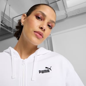 Chandail à capuchon en tissu bouclette confortable à fermeture éclair entière Essentials Small avec logo n<sup>o</sup> 1 Femme, PUMA White, extralarge